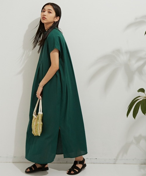 Auntie Rosa Holiday（アンティローザホリデー）の「綿麻カフタンロングワンピース（ワンピース・レディース・ブラック/グリーン/アイボリー・FREE）」の3枚目の写真