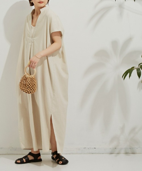 Auntie Rosa Holiday（アンティローザホリデー）の「綿麻カフタンロングワンピース（ワンピース・レディース・ブラック/グリーン/アイボリー・FREE）」の22枚目の写真