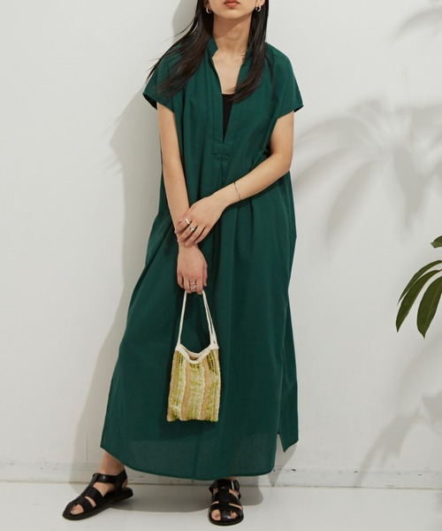 Auntie Rosa Holiday（アンティローザホリデー）の「綿麻カフタンロングワンピース（ワンピース・レディース・ブラック/グリーン/アイボリー・FREE）」の5枚目の写真