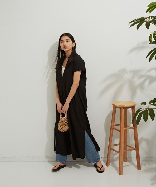 Auntie Rosa Holiday（アンティローザホリデー）の「綿麻カフタンロングワンピース（ワンピース・レディース・ブラック/グリーン/アイボリー・FREE）」の9枚目の写真