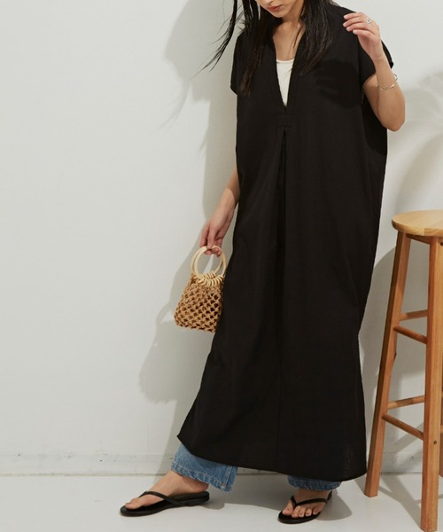 Auntie Rosa Holiday（アンティローザホリデー）の「綿麻カフタンロングワンピース（ワンピース・レディース・ブラック/グリーン/アイボリー・FREE）」の21枚目の写真