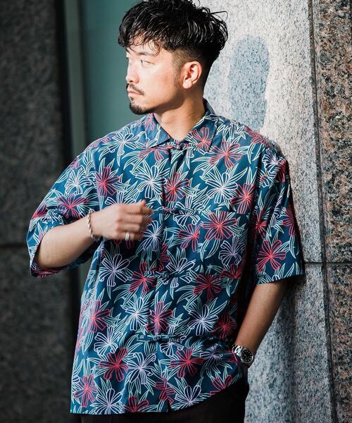 reyn spooner（レインスプーナー）の「OLT 別注 [ レインスプーナー ] reyn spooner チャイナボタン 半袖 シャツ（シャツ/ブラウス・メンズ・ダークグレー/コバルトブルー・S/M/L/XL）」の2枚目の写真