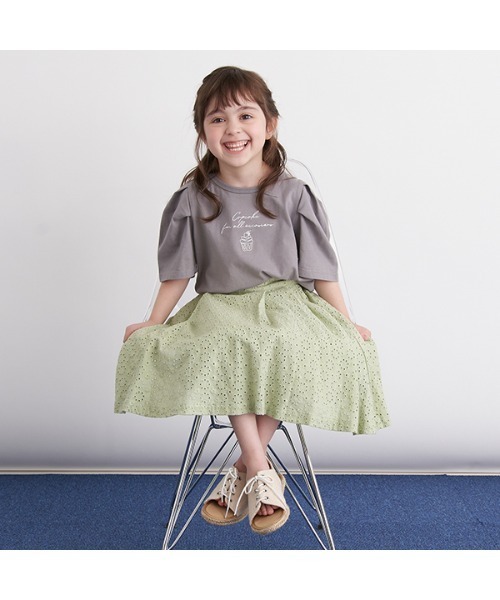 b・ROOM（ビールーム）の「コットンレースタックスカート（スカート・キッズ・オフホワイト/ラベンダー/エメラルド/ピンク・130cm/90cm/110cm/120cm/100cm）」の3枚目の写真