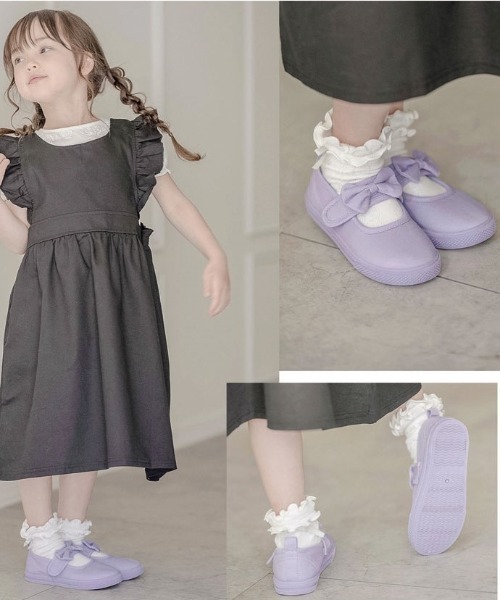 Catherine Cottage（キャサリンコテージ）の「販売しない　コットンリボンシューズ（スリッポン・キッズ・ブラック/ネイビー/ベビーピンク/ライラック/スモークピンク/グレー/ベージュ/ベージュ系1/ブルー系1・22/20/18/17/19/21）」の16枚目の写真