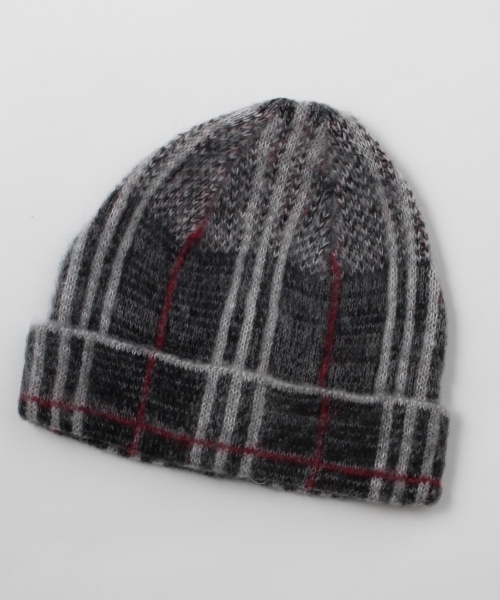 grove（グローブ）の「チェック柄ニット帽（ニットキャップ/ビーニー・レディース・グレー/グリーン・00）」の2枚目の写真