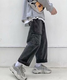 EFFECTION（エフェクション）の「【neos -addictive design-】ルーズシルエット セミワイド ペインター デニム パンツ（デニムパンツ）」