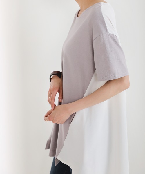 Bou Jeloud（ブージュルード）の「【コットン100】AラインバックスリットTOPS（Tシャツ/カットソー・レディース・ブラック/グレー/オフホワイト・FREE）」の11枚目の写真