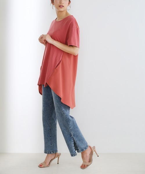 Bou Jeloud（ブージュルード）の「【コットン100】AラインバックスリットTOPS（Tシャツ/カットソー・レディース・ブラック/グレー/オフホワイト・FREE）」の20枚目の写真