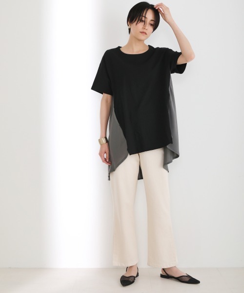 Bou Jeloud（ブージュルード）の「【コットン100】AラインバックスリットTOPS（Tシャツ/カットソー・レディース・ブラック/グレー/オフホワイト・FREE）」の9枚目の写真