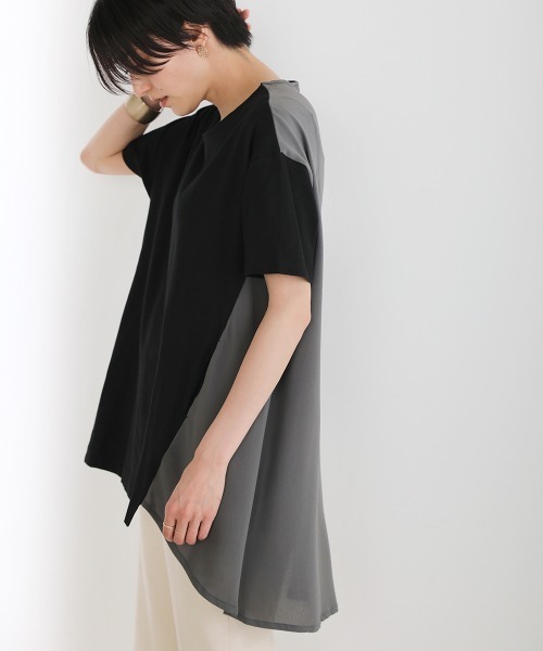 Bou Jeloud（ブージュルード）の「【コットン100】AラインバックスリットTOPS（Tシャツ/カットソー・レディース・ブラック/グレー/オフホワイト・FREE）」の14枚目の写真