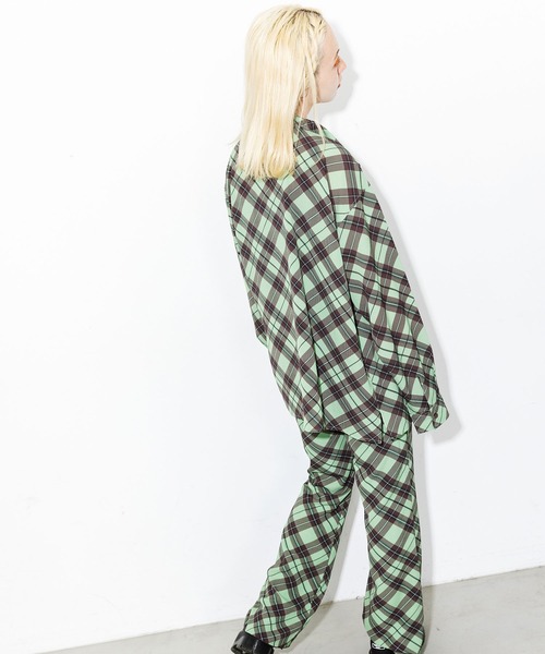 X-girl（エックスガール）の「DIAMOND PLAID SHIRT（シャツ/ブラウス・レディース・ライトグリーン/ライトブルー/ブラック・S/M）」の18枚目の写真