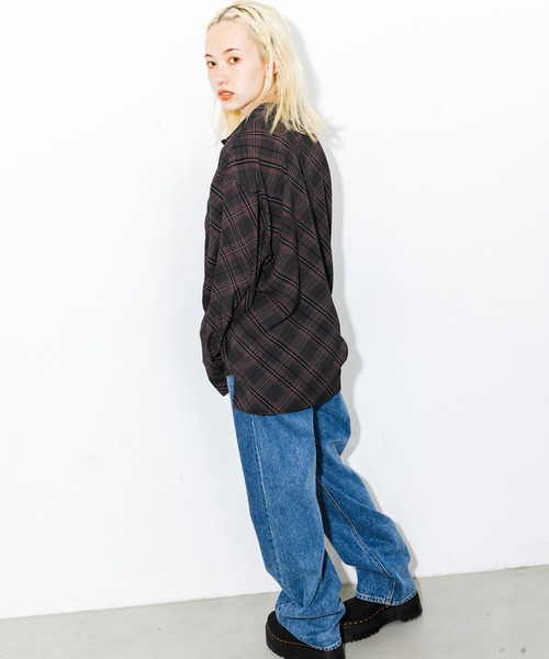 X-girl（エックスガール）の「DIAMOND PLAID SHIRT（シャツ/ブラウス・レディース・ライトグリーン/ライトブルー/ブラック・S/M）」の8枚目の写真