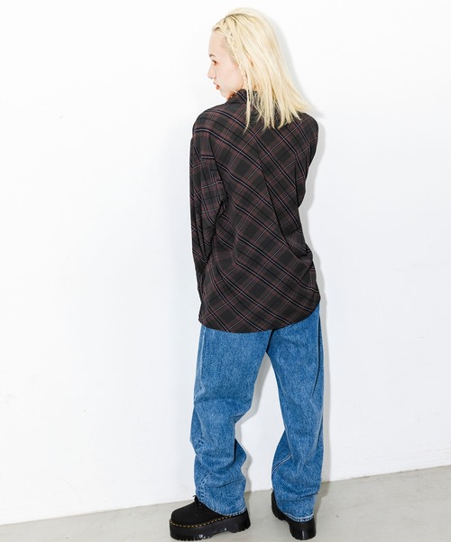 X-girl（エックスガール）の「DIAMOND PLAID SHIRT（シャツ/ブラウス・レディース・ライトグリーン/ライトブルー/ブラック・S/M）」の15枚目の写真