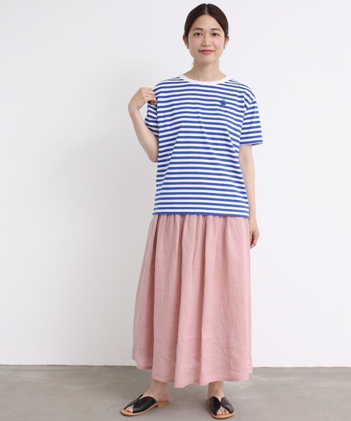 eiπe （イーペ）の「eiπe 40/2天竺ボーダー　カーネーション刺繍Tee（Tシャツ/カットソー・レディース・レッド/ブルー・FREE）」の3枚目の写真