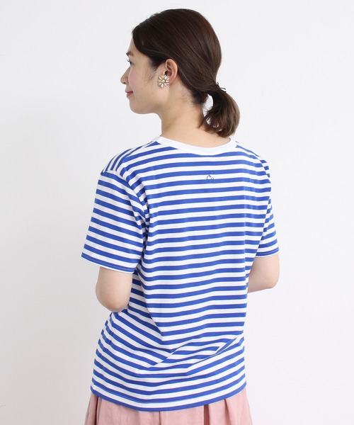 eiπe （イーペ）の「eiπe 40/2天竺ボーダー　カーネーション刺繍Tee（Tシャツ/カットソー・レディース・レッド/ブルー・FREE）」の7枚目の写真