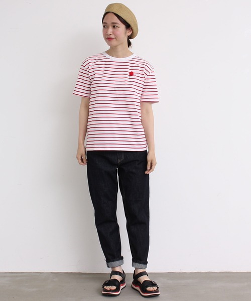 eiπe （イーペ）の「eiπe 40/2天竺ボーダー　カーネーション刺繍Tee（Tシャツ/カットソー・レディース・レッド/ブルー・FREE）」の14枚目の写真