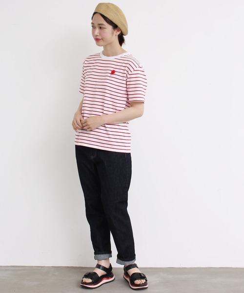 eiπe （イーペ）の「eiπe 40/2天竺ボーダー　カーネーション刺繍Tee（Tシャツ/カットソー・レディース・レッド/ブルー・FREE）」の21枚目の写真