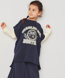 ＆yam | USA裏毛オーバーサイズサイドスリットカレッジロングベスト(ベスト)