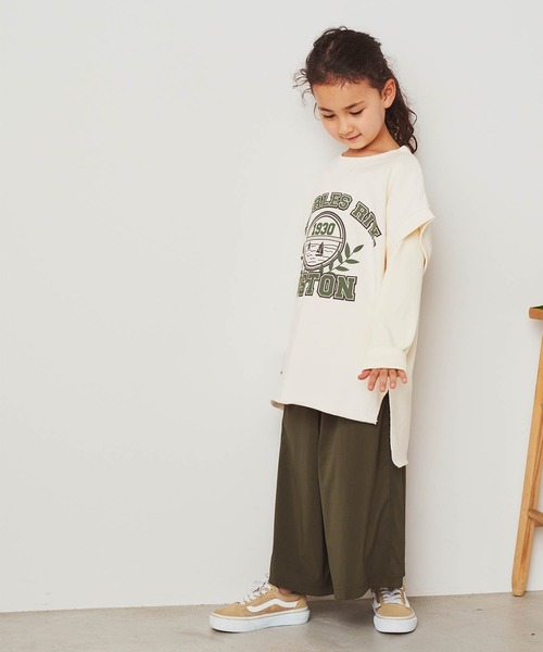 ＆yam（アンドヤム）の「USA裏毛オーバーサイズサイドスリットカレッジロングベスト（ベスト・キッズ・ホワイト/ブラック/ブルー/ベージュ・130-140cm/150-160cm/140-150cm/120-130cm/110-120cm）」の8枚目の写真