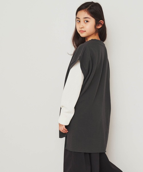 ＆yam（アンドヤム）の「USA裏毛オーバーサイズサイドスリットカレッジロングベスト（ベスト・キッズ・ホワイト/ブラック/ブルー/ベージュ・130-140cm/150-160cm/140-150cm/120-130cm/110-120cm）」の11枚目の写真