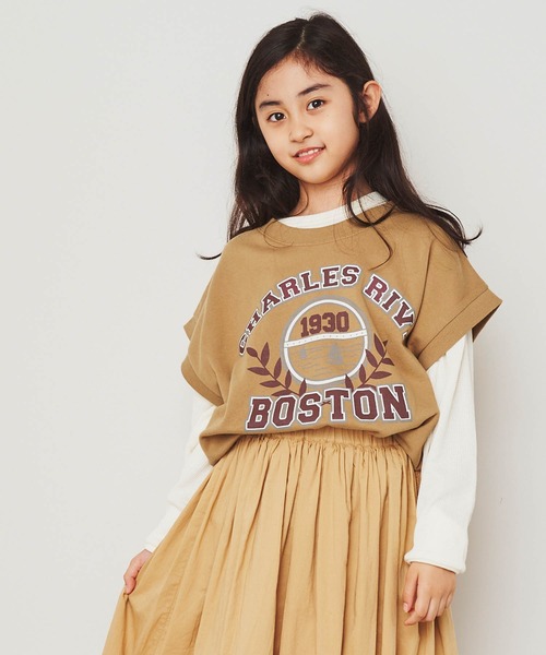 ＆yam（アンドヤム）の「USA裏毛オーバーサイズサイドスリットカレッジロングベスト（ベスト・キッズ・ホワイト/ブラック/ブルー/ベージュ・130-140cm/150-160cm/140-150cm/120-130cm/110-120cm）」の13枚目の写真