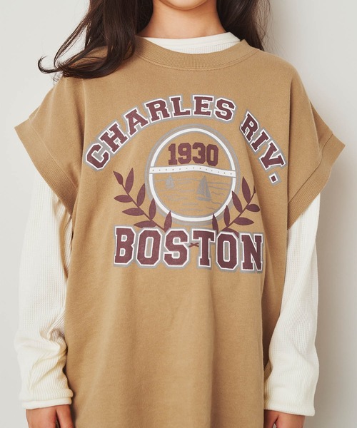 ＆yam（アンドヤム）の「USA裏毛オーバーサイズサイドスリットカレッジロングベスト（ベスト・キッズ・ホワイト/ブラック/ブルー/ベージュ・130-140cm/150-160cm/140-150cm/120-130cm/110-120cm）」の21枚目の写真