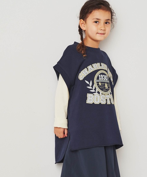 ＆yam（アンドヤム）の「USA裏毛オーバーサイズサイドスリットカレッジロングベスト（ベスト・キッズ・ホワイト/ブラック/ブルー/ベージュ・130-140cm/150-160cm/140-150cm/120-130cm/110-120cm）」の18枚目の写真