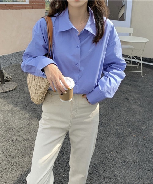 HALEY PESCA（ヘーリーペスカ）の「HALEY PESCA/コットン ルーズ長袖カラーシャツ（シャツ/ブラウス・レディース・ホワイト/ブラック/ベージュ/ライトブルー/パープル/グリーン/ブルー/イエロー/ピンク/レッド/ブルー系その他・FREE）」の7枚目の写真