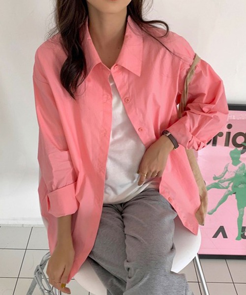 HALEY PESCA（ヘーリーペスカ）の「HALEY PESCA/コットン ルーズ長袖カラーシャツ（シャツ/ブラウス・レディース・ホワイト/ブラック/ベージュ/ライトブルー/パープル/グリーン/ブルー/イエロー/ピンク/レッド/ブルー系その他・FREE）」の10枚目の写真