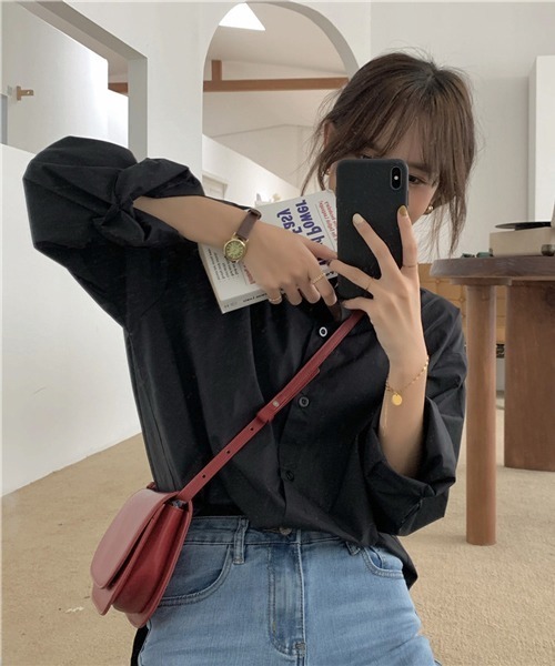 HALEY PESCA（ヘーリーペスカ）の「HALEY PESCA/コットン ルーズ長袖カラーシャツ（シャツ/ブラウス・レディース・ホワイト/ブラック/ベージュ/ライトブルー/パープル/グリーン/ブルー/イエロー/ピンク/レッド/ブルー系その他・FREE）」の2枚目の写真