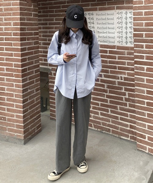 HALEY PESCA（ヘーリーペスカ）の「HALEY PESCA/コットン ルーズ長袖カラーシャツ（シャツ/ブラウス・レディース・ホワイト/ブラック/ベージュ/ライトブルー/パープル/グリーン/ブルー/イエロー/ピンク/レッド/ブルー系その他・FREE）」の20枚目の写真