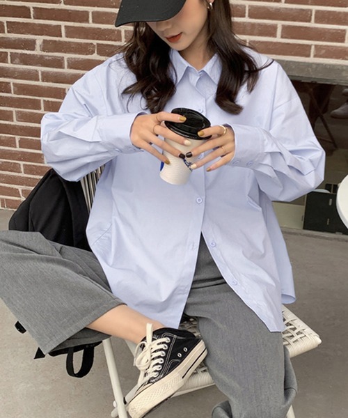 HALEY PESCA（ヘーリーペスカ）の「HALEY PESCA/コットン ルーズ長袖カラーシャツ（シャツ/ブラウス・レディース・ホワイト/ブラック/ベージュ/ライトブルー/パープル/グリーン/ブルー/イエロー/ピンク/レッド/ブルー系その他・FREE）」の22枚目の写真