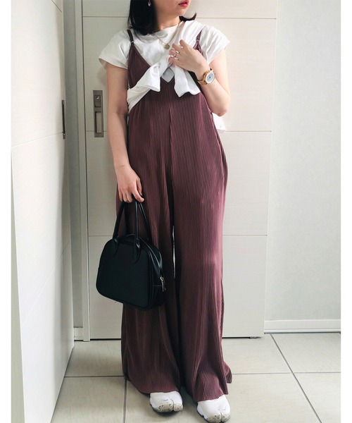 La-gemme(ラジェム)の「カットオフプリーツサロペット(サロペット/オーバーオール・レディース・ブラック/ブラウン/ピンク/ミント/グレイッシュベージュ・M/L)」の16枚目の写真