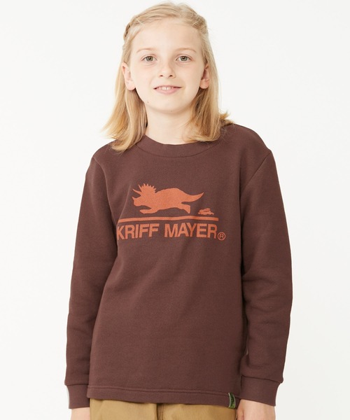 KRIFF MAYER Kid's Collection（クリフメイヤーキッズコレクション）の「ウラふわダイナソークルー（スウェット・キッズ・ネイビー/ブラウン/グレー/カーキ・130/150/170/120/140/160）」の3枚目の写真