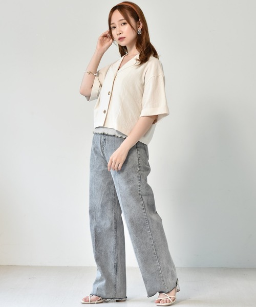 ems excite（エムズエキサイト）の「アソート開襟シャツ（シャツ/ブラウス・レディース・オレンジ/アイボリー/ブルー系その他・FREE）」の4枚目の写真