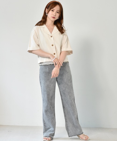 ems excite（エムズエキサイト）の「アソート開襟シャツ（シャツ/ブラウス・レディース・オレンジ/アイボリー/ブルー系その他・FREE）」の5枚目の写真