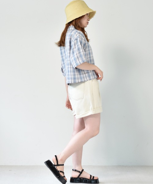 ems excite（エムズエキサイト）の「アソート開襟シャツ（シャツ/ブラウス・レディース・オレンジ/アイボリー/ブルー系その他・FREE）」の6枚目の写真