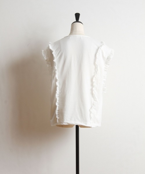 tocco closet（トッコ　クローゼット）の「吸水速乾フリル付きＴシャツ（Tシャツ/カットソー・レディース・ブラック/オフホワイト/グレイッシュベージュ・M）」の9枚目の写真