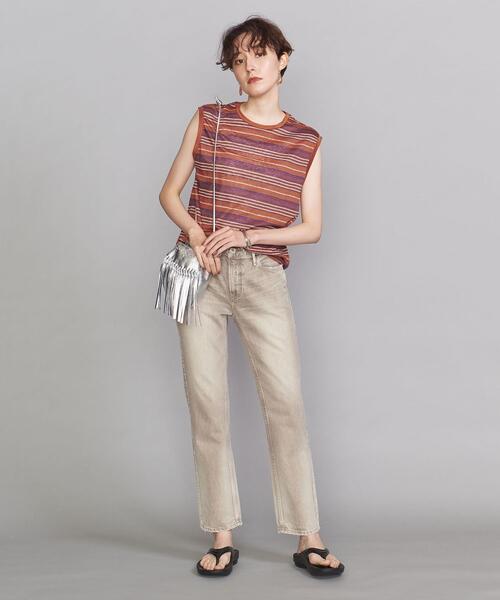 BEAUTY&YOUTH UNITED ARROWS(ビューティーアンドユースユナイテッドアローズ)の「BY 麻マルチボーダーノースリーブ カットソー(Tシャツ/カットソー・レディース・オフホワイト/オレンジ系その他・FREE)」の7枚目の写真