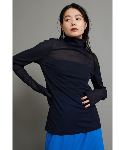 HeRIN.CYE（ヘリンドットサイ）の「Mesh inner tops（Tシャツ/カットソー・レディース・レッド/ネイビー/ライトグリーン/ターコイズブルー/オフホワイト/オレンジ/グリーン/ベージュ/ブラック・FREE）」の6枚目の写真