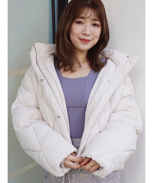 MERCURYDUO（マーキュリーデュオ）の「2WAY中綿フーテッドキルティングショートコート（ブルゾン・レディース・アイボリー/ブラック/ラベンダー/ブラウン・FREE）」の20枚目の写真