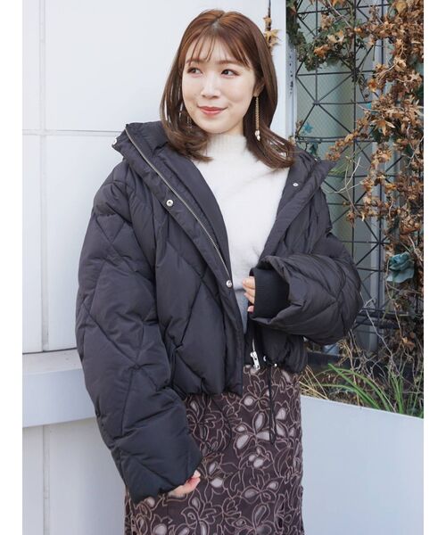 MERCURYDUO（マーキュリーデュオ）の「2WAY中綿フーテッドキルティングショートコート（ブルゾン・レディース・アイボリー/ブラック/ラベンダー/ブラウン・FREE）」の16枚目の写真