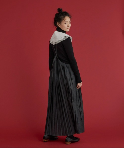 Libra Cue（リブラ キュー）の「2wayデニムプリーツキャミワンピース（デニムスカート・レディース・ブラック/ネイビー・FREE）」の8枚目の写真