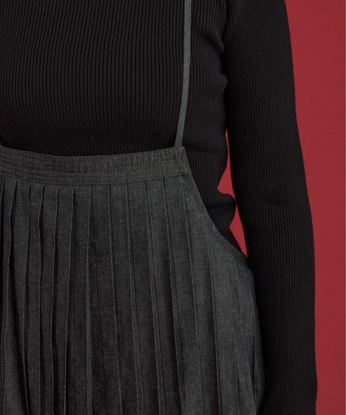 Libra Cue（リブラ キュー）の「2wayデニムプリーツキャミワンピース（デニムスカート・レディース・ブラック/ネイビー・FREE）」の6枚目の写真