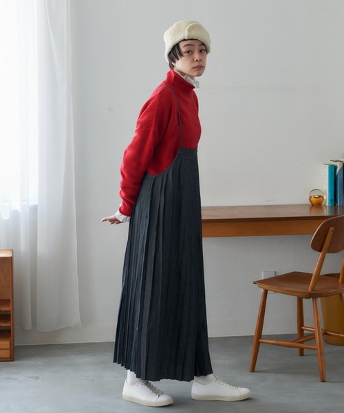 Libra Cue（リブラ キュー）の「2wayデニムプリーツキャミワンピース（デニムスカート・レディース・ブラック/ネイビー・FREE）」の3枚目の写真