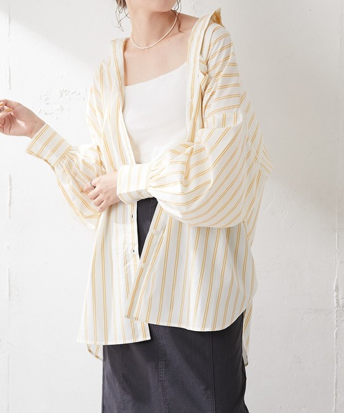 DISCOAT（ディスコート）の「ブロードビッグシャツ（シャツ/ブラウス・レディース・ピンク/グリーン/ホワイト/イエロー・FREE）」の7枚目の写真