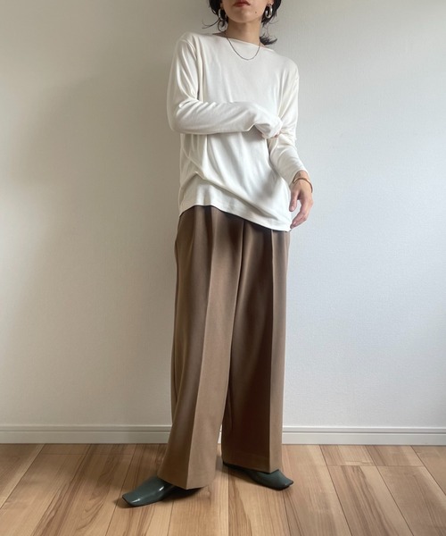 wee9s(ウィークス)の「smooth touch daily tee / ボートネックスムースタッチデイリーティーシャツ(Tシャツ/カットソー・レディース・スカイブルー/ブラック/ベージュ/ネイビー/アイボリー/ミント・FREE)」の13枚目の写真