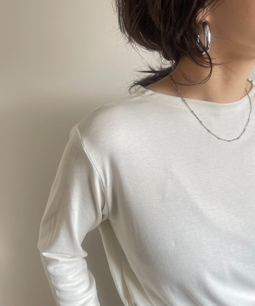 wee9s(ウィークス)の「smooth touch daily tee / ボートネックスムースタッチデイリーティーシャツ(Tシャツ/カットソー・レディース・スカイブルー/ブラック/ベージュ/ネイビー/アイボリー/ミント・FREE)」の11枚目の写真