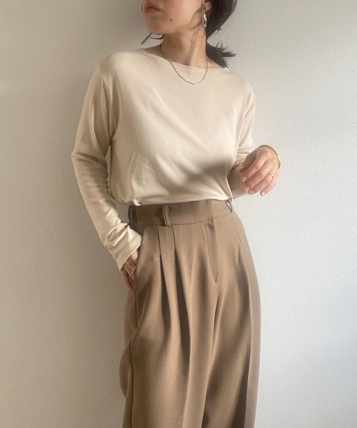 wee9s(ウィークス)の「smooth touch daily tee / ボートネックスムースタッチデイリーティーシャツ(Tシャツ/カットソー・レディース・スカイブルー/ブラック/ベージュ/ネイビー/アイボリー/ミント・FREE)」の22枚目の写真
