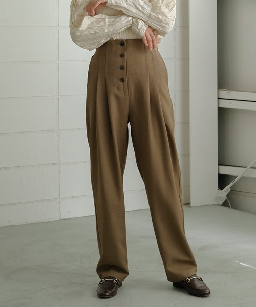 Bab（バブ）の「【WEB限定】ボタンフライストレートパンツ / セットアップ（その他パンツ・レディース・ベージュ/ブラウン/カーキ・S）」の6枚目の写真
